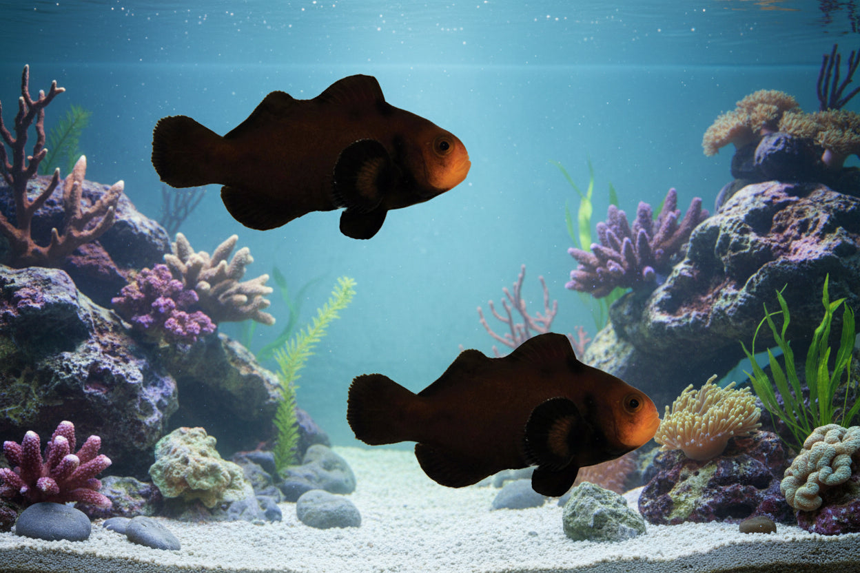 2-Pack Midnight Ocellaris Clownfish β Live Captive-Bred Saltwater Aquarium Fish
