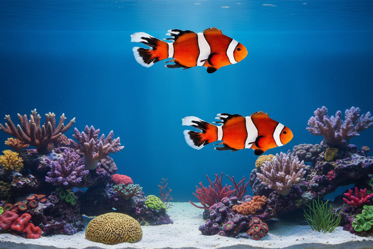 2-Pack Threadfin Ocellaris Clownfish โ Live Captive-Bred Saltwater Aquarium Fish Pair