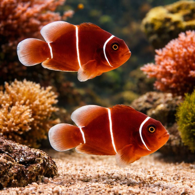 2-Pack White Stripe Maroon Clownfish β Live Saltwater Fish