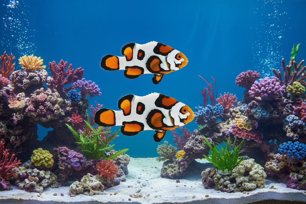 2-Pack Helmet Picasso Percula Clownfish β Designer Saltwater Aquarium Live Fish