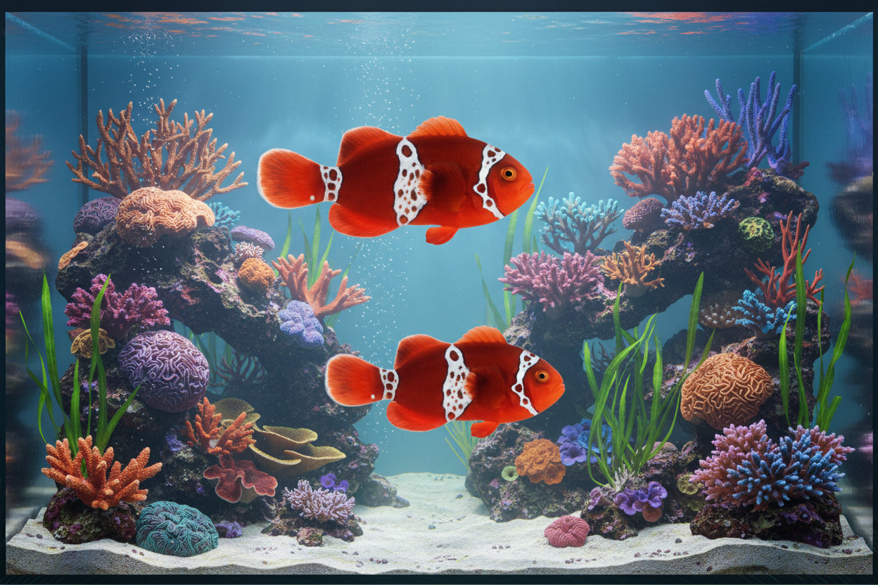 2-Pack Lightning Maroon Clownfish Live Captive Bred Saltwater Tank Fish