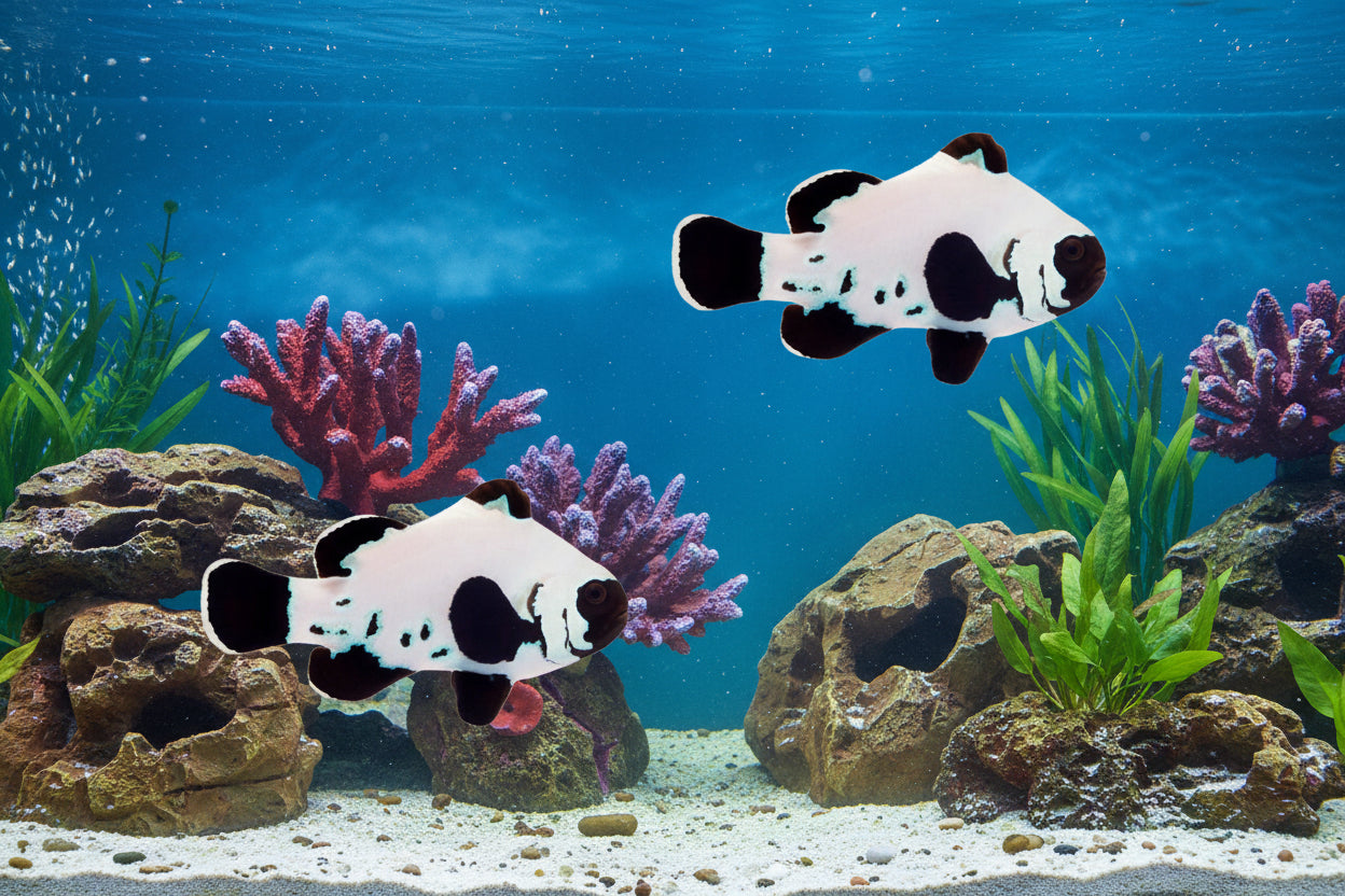 2-Pack Black Frostbite Ocellaris Clownfish Live Captive Bred Saltwater Tank Fish