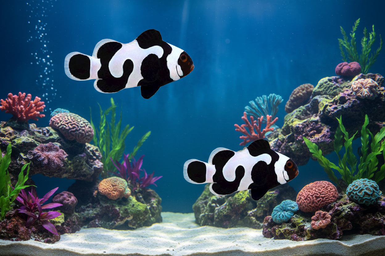 2-Pack Black Gladiator Ocellaris Clownfish β Live Saltwater Fish