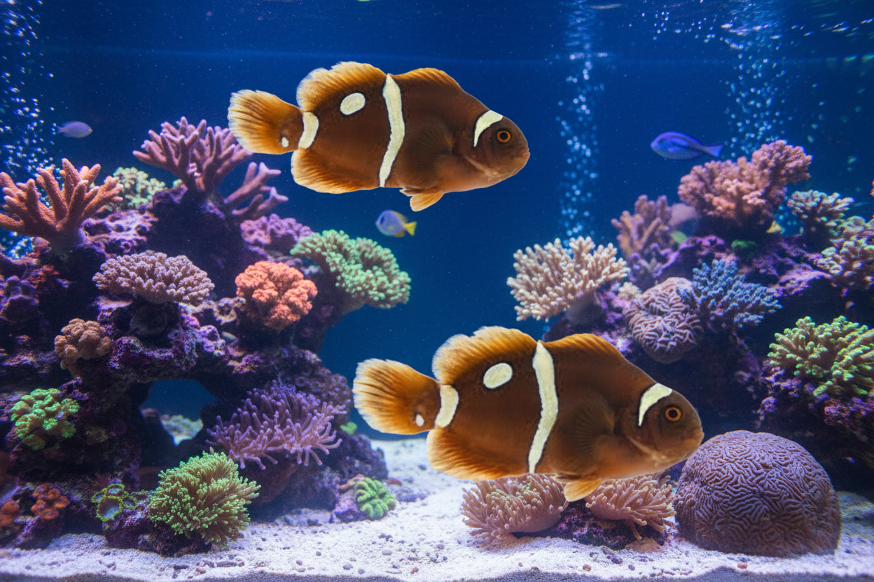 2-Pack Gold Dot Maroon Clownfish Live Saltwater Fish Captive Bred Designer