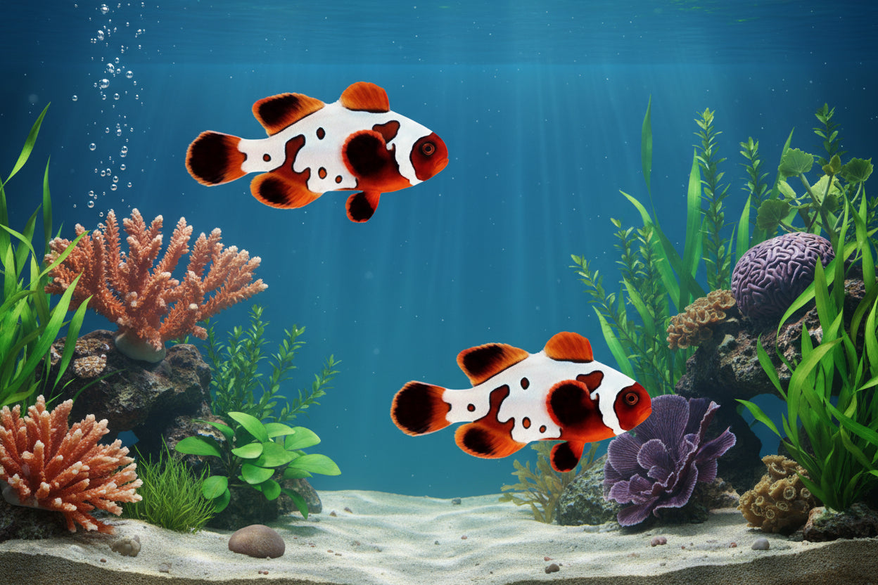2-Pack Gold x Lightning Maroon Clownfish β Vibrant Saltwater Live Fish