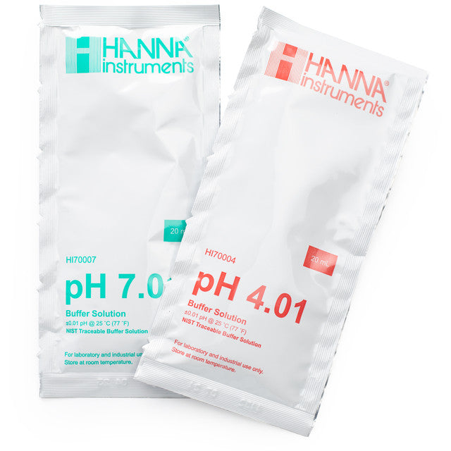 Hanna Instruments pH 4.01 and 7.01 Calibration Buffer Sachets 2 x 20mL (HI77400P)