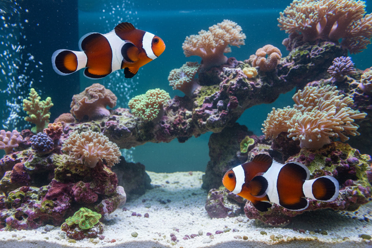 2-Pack Mocha Ocellaris Clownfish Live Saltwater Fish β Captive Bred