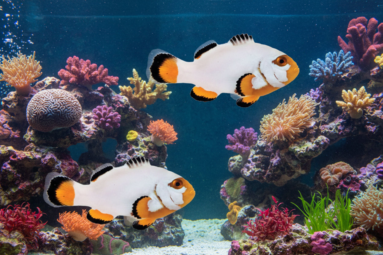2-Pack Platinum Clownfish Tank Bred, Reef Safe Live Fish Saltwater Aquarium