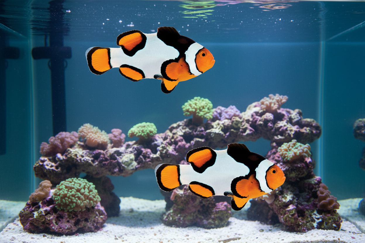 2-Pack Premium Picasso Percula Clownfish Live Fish Captive Bred Saltwater