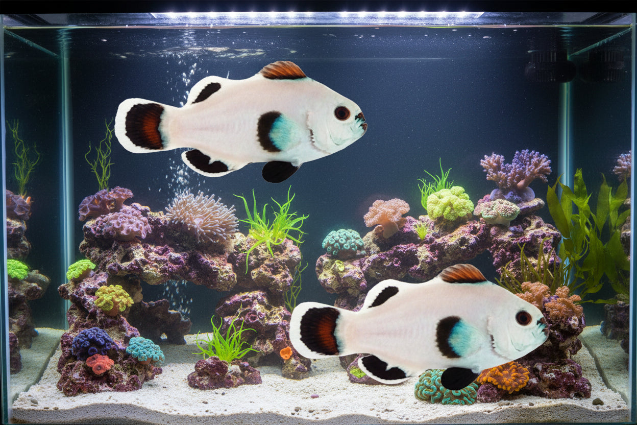 2-Pack Orange Snow Storm Clownfish Live Saltwater Fish Captive Bred Designer